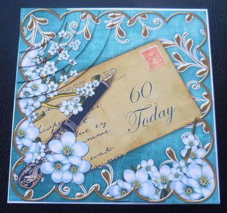 Blue Blossom 60 Today 6in Duo Corner Stacker by Charlie Angel