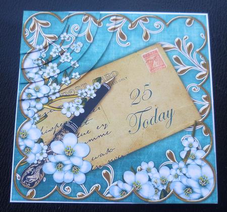 Blue Blossom 25 Today 6in Duo Corner Stacker by Charlie Angel