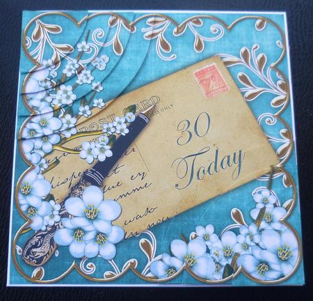 Blue Blossom 30 Today 6in Duo Corner Stacker by Charlie Angel