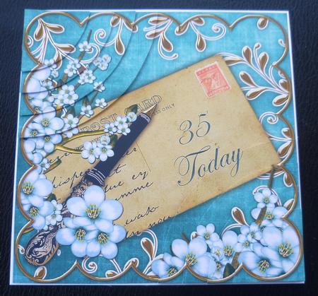 Blue Blossom 35 Today 6in Duo Corner Stacker by Charlie Angel