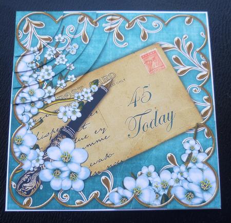Blue Blossom 45 Today 6in Duo Corner Stacker by Charlie Angel