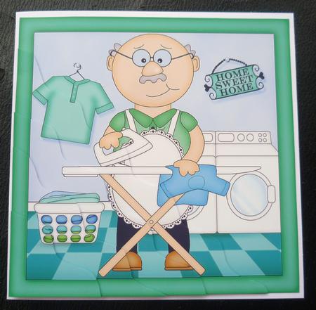 Bert Does the Ironing Wavy Corner Side Stacker Topper by Charlie Angel