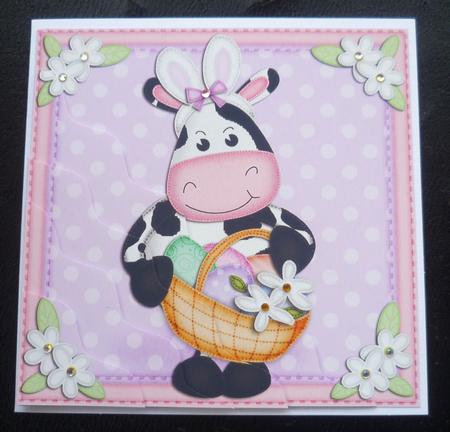 Milly Moo Cow's Easter Basket Wavy Corner Side Stacker by Charlie Angel