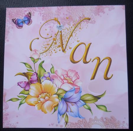 Flowers & Gems for Nan 8x8inch Step by Step by Charlie Angel