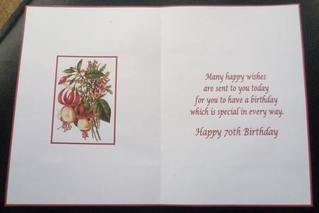 Pretty Floral 70th Birthday Insert by Charlie Angel