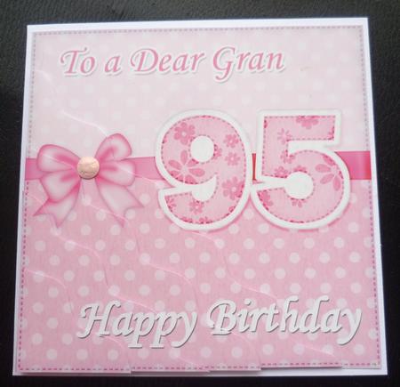 95th Birthday Gran Felties Wavy Corner Side Stacker by Charlie Angel