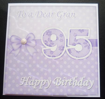 95th Birthday Gran Felties Wavy Corner Side Stacker by Charlie Angel