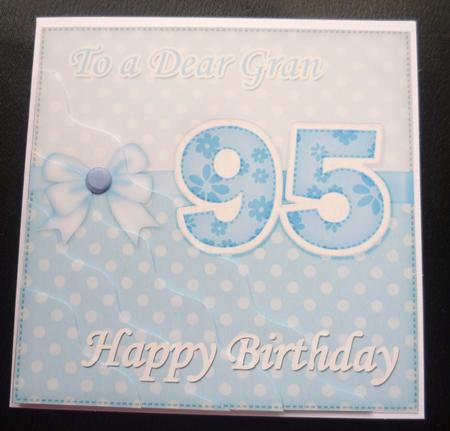 95th Birthday Gran Felties Wavy Corner Side Stacker by Charlie Angel