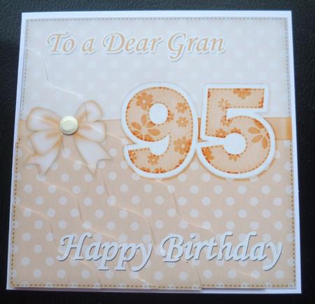 95th Birthday Gran Felties Wavy Corner Side Stacker by Charlie Angel