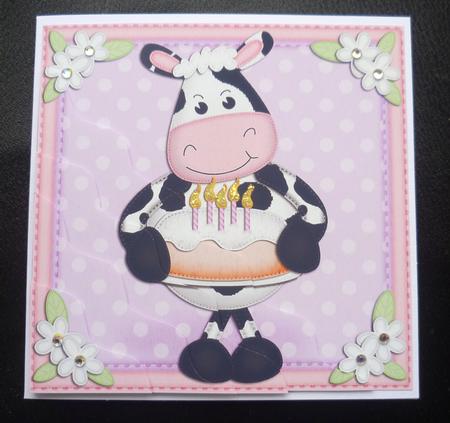 Milly Moo Cow's Birthday Cake Wavy Corner Side Stacker Toppe by Charlie Angel