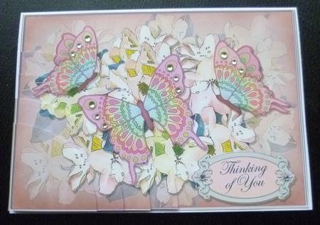A4 Thinking of You Flowers N Butterfly Card Topper by Charlie Angel