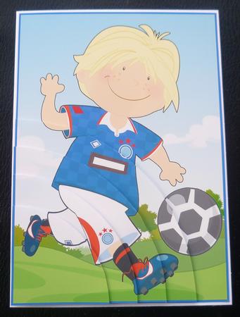 Mini Dude Footballer Blue and Red A4 by Charlie Angel