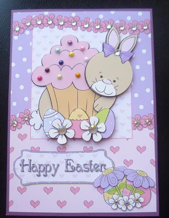 Cup Cake Bunny Card Front by Charlie Angel