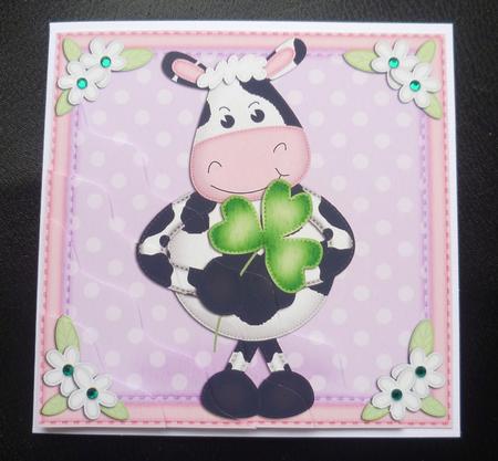 Milly Moo Cow's Good Luck Clover Wavy Corner Side Stacker by Charlie Angel