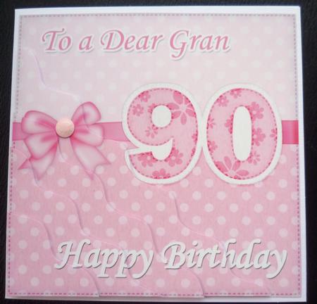 90th Birthday Gran Felties Wavy Corner Side Stacker by Charlie Angel