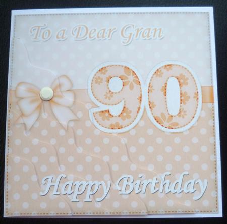 90th Birthday Gran Felties Wavy Corner Side Stacker by Charlie Angel