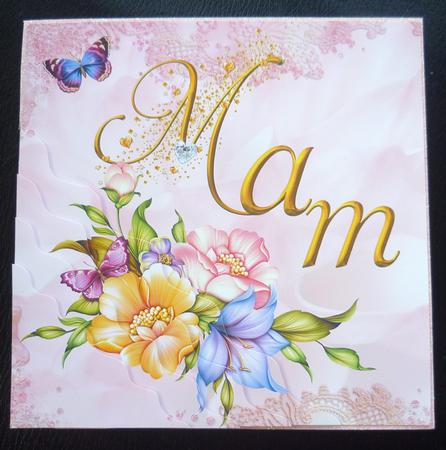 Mam Pink Flowers & Butterfly Corner Stacker by Charlie Angel
