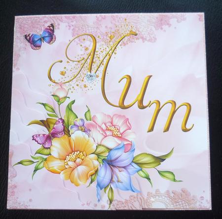 Mum Pink Flowers & Butterfly Corner Stacker by Charlie Angel