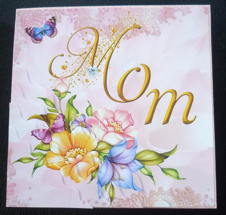 Mom Pink Flowers & Butterflies Corner Stacker by Charlie Angel