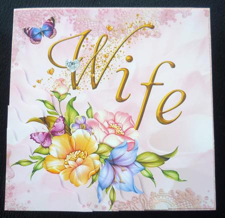 Wife Pink Flowers & Butterfly Corner Stacker by Charlie Angel