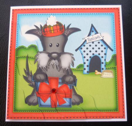Hamish Scottie Dog's Present Wavy Corner Side Stacker by Charlie Angel