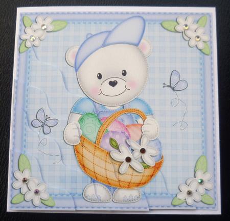 Teddy Ed's Easter Basket Wavy Corner Side Stacker by Charlie Angel