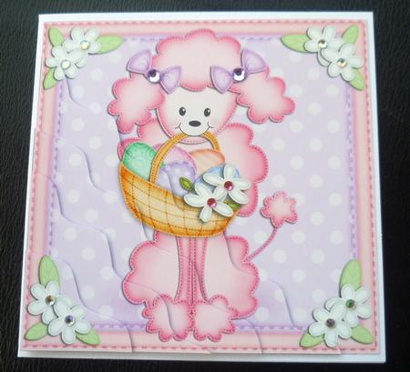 Bon Bon the Poodle's Easter Basket Wavy Corner Side Stacker by Charlie Angel