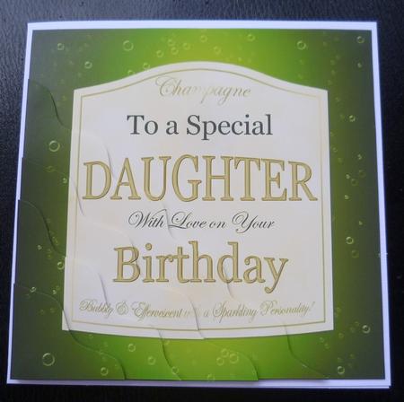 Birthday Daughter Champers Label Wavy Corner by Charlie Angel