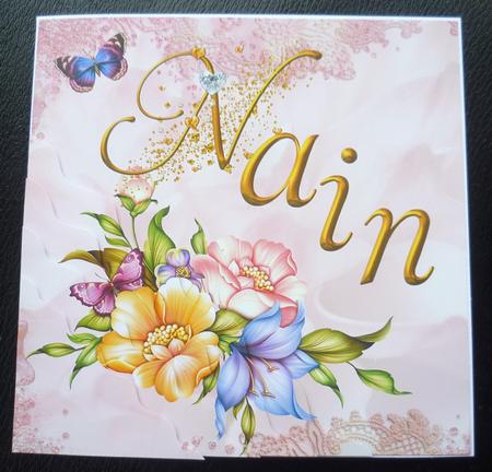 Nain Pink Flowers & Butterfly Corner Stacker by Charlie Angel