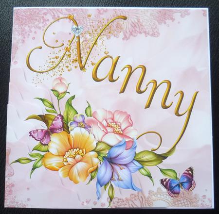 Nanny Pink Flowers & Butterfly Corner Stacker by Charlie Angel