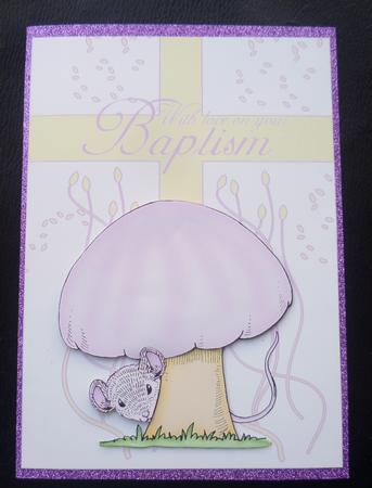 Baptism Greeting Card for Girl with Mouse by Charlie Angel