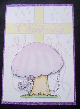 Christening Card with Cute Little Mouse by Charlie Angel
