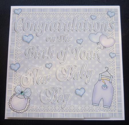 New Baby Boy Congratulations Wavy Corner Side Stacker Topper by Charlie Angel