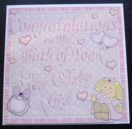 New Baby Girl Congratulations Wavy Corner Side Stacker by Charlie Angel