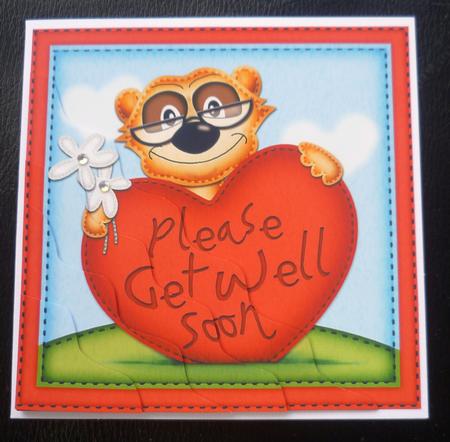 Frank Meerkat's Get Well Heart Wavy Corner Side Stacker by Charlie Angel