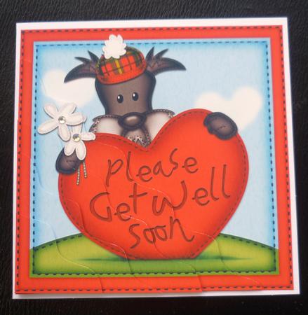 Hamish Scottie Dog's Get Well Heart Wavy Corner Stacker by Charlie Angel