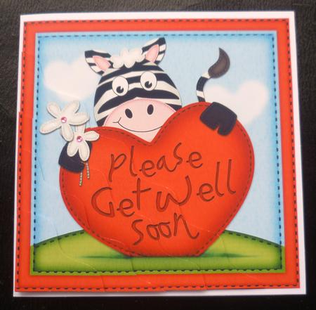 Debra Zebras Get Well Heart Wavy Corner Side Stacker by Charlie Angel