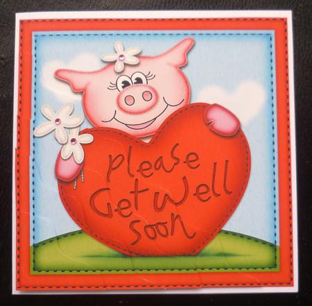 Zoe Piggy's Get Well Heart Wavy Corner Side Stacker by Charlie Angel
