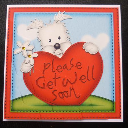 Westie Dog's Get Well Heart Wavy Corner Side Stacker by Charlie Angel