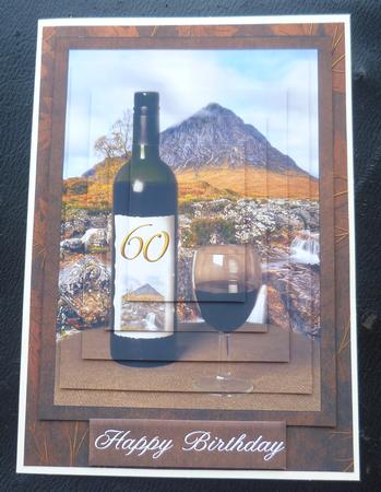 60th Bottle of Wine & Landscape Pyramid Layers by Charlie Angel