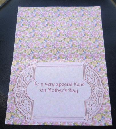 Insert Sheet to Match Floral Envelope Flap Card Mother's Day by Charlie Angel