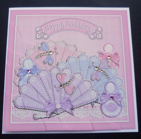Birthday Lace Fans N Dragonflies Wavy Corner Side Stacker by Charlie Angel