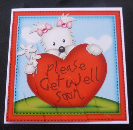 Jess Westie's Get Well Heart Wavy Corner Side Stacker by Charlie Angel