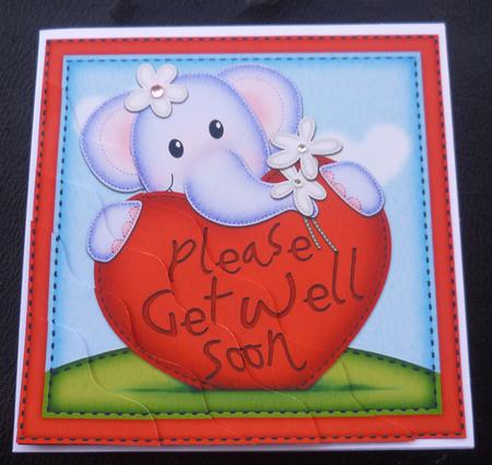 Lola Elephant's Get Well Heart Wavy Corner Side Stacker by Charlie Angel