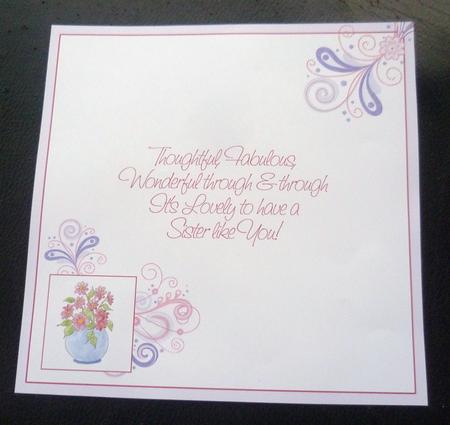 Pot of Flowers Insert Sister Birthday by Charlie Angel