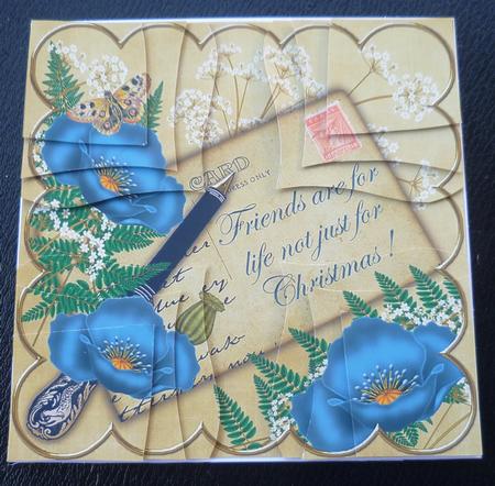 Teal Poppy Friend for Life! 5in Cross Stacker Topper by Charlie Angel