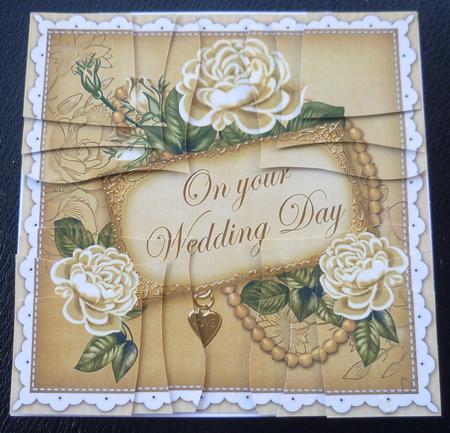 Cream Roses on Your Wedding Day 5in Cross Stacker Topper by Charlie Angel