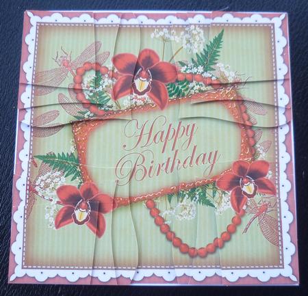 Red Orchids Olive Happy Birthday 5in Cross Stacker Topper by Charlie Angel
