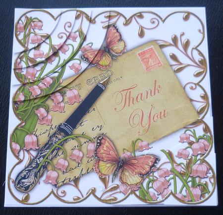 Pink Lily Valley Thank You Ink Saver 6in Duo Corner Stacker by Charlie Angel