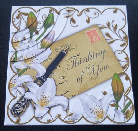 White Lily Thinking of You Ink Saver 6in Duo Corner Stacker by Charlie Angel